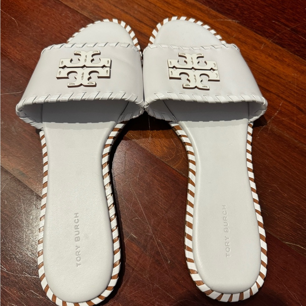 Tory Burch Cream Slide Sandals
